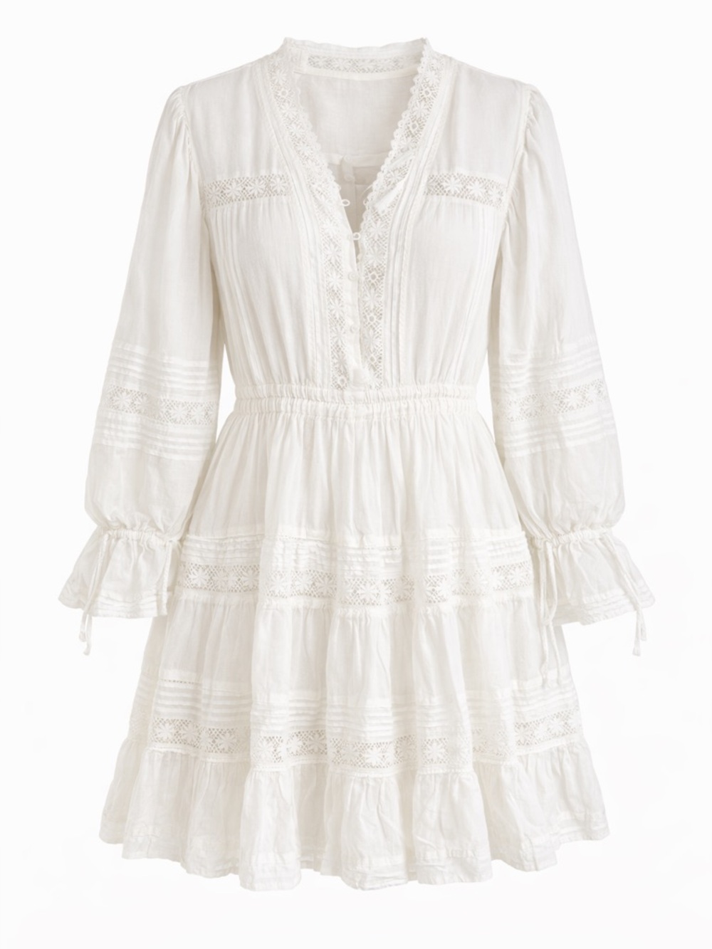 Sunday Best White Lace Tiered Mini Dress - Picture 2 of 12